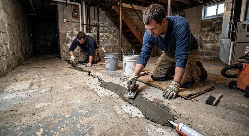 Cracked Basement Floor Repair in Fairfax County, VA