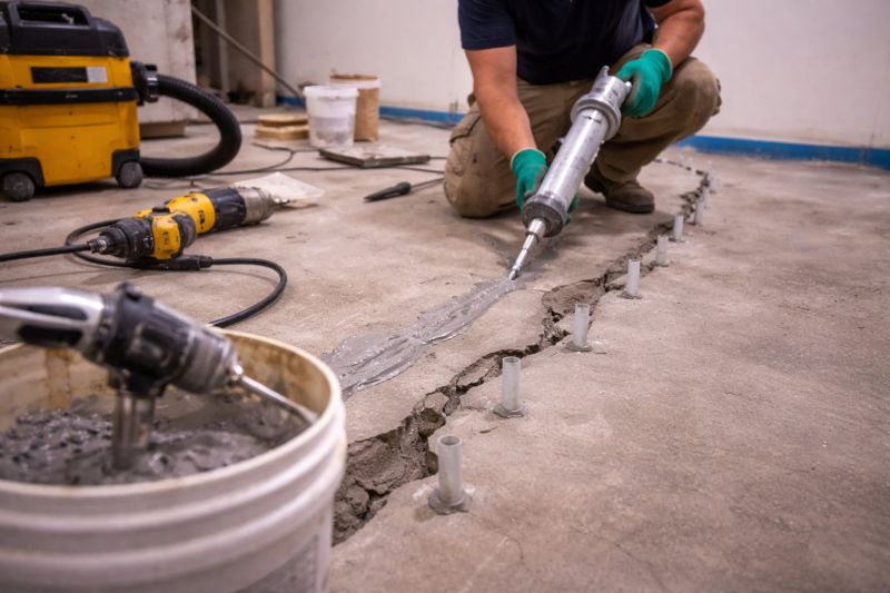 Cracked Basement Floor Repair in Fairfax County, VA